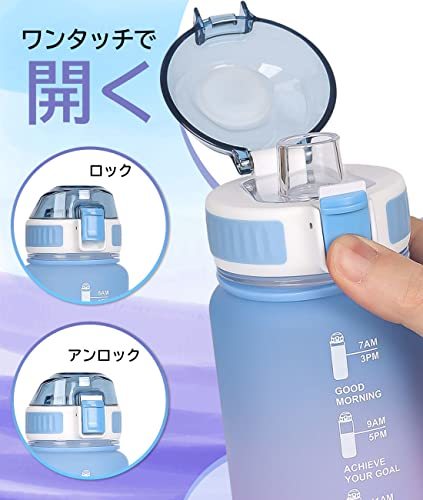 QuiExact ボトル 水筒 耐冷耐熱 650ml タイムマーカー付き BPAフリー 超軽量 漏れ防止 携帯便利 アウトドア スポーツ ウォーターボトル_画像2