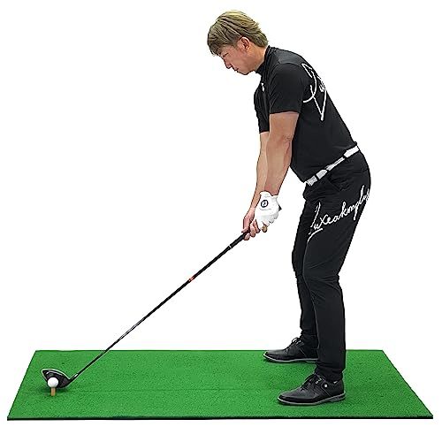 GolfStyle ゴルフマット 大型 ゴルフ 練習 マット 屋外 室内 素振り ドライバー スイング 練習用 人工芝 SBR 100×170cm_画像2