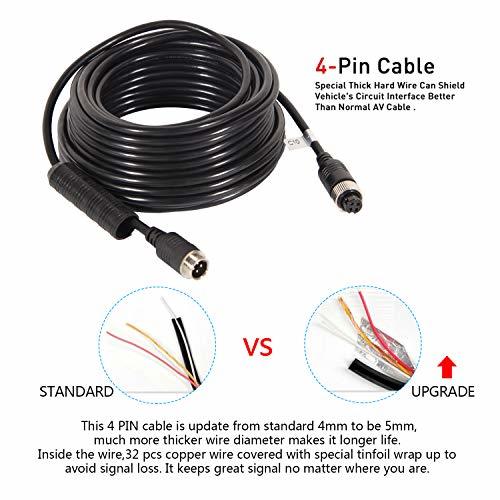 バックアップカメラケーブル4PINビデオ電源航空延長ケーブル車のキャンピングカーバスヴァントラックキャンピングカートレーラーRV逆バック_画像5