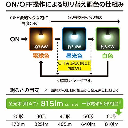 LED電球 E26 60形相当 3段階調色 電球色スタート_LDA7L-G/CK AG93 06-3427_画像4