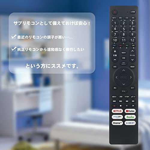 AULCMEET テレビ用リモコン fit for Hisense ハイセンス EN3A40 75U8F 65U8F 55U8F 50U8F 43U75F 50U75F 55U75F 65U75F 43U7F 50U7F 55U7F_画像4
