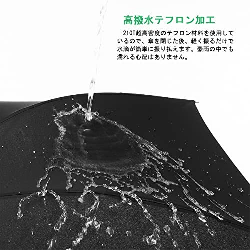 [Qesquilo] 16本骨 長傘 メンズ 日傘 ワンタッチ グラスファイバー Teflon撥水加工 紳士傘 大きいサイズ 収納ポーチ付_画像2