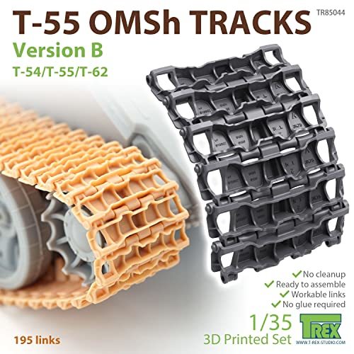 ティーレックススタジオ 1/35 T-55 OMSh用可動式履帯バージョンB プラモデル用パーツ TR85044 成型色_画像2