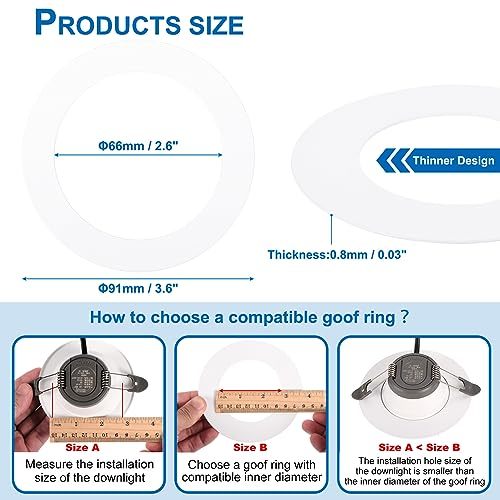 PATIKIL 内径66mm 外径91mm ライトトリムリング マット 円形ライトカバー 照明器具 天井壁面用 埋込缶ダウンライト_画像2