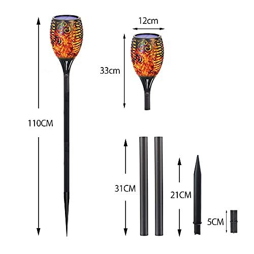 GLOWDAWN ソーラーライト 屋外 炎ライト ソーラートーチライト 96電球内蔵 IP65防水 自動点灯消灯 ガーデンLEDライト 取付簡単_画像2