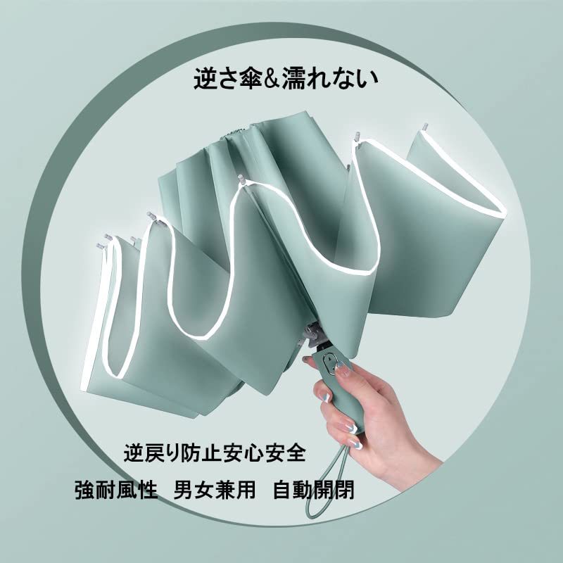 メンズ 折りたたみ傘 軽量 レディース 大きいサイズ おしゃれ 逆さ傘 台風対策 ワンタッチ自動開閉 逆開き傘 高級_画像2