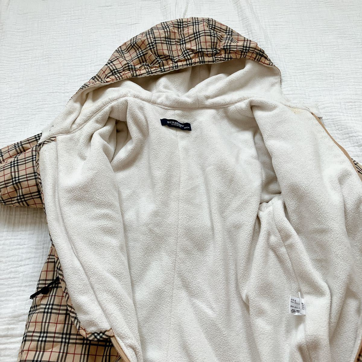 【クリーニング済み】 バーバリーロンドン BURBERRY LONDON 80サイズ ジャンプスーツ カバーオール ジャンパー アウター 防寒 ノバチェック_画像4