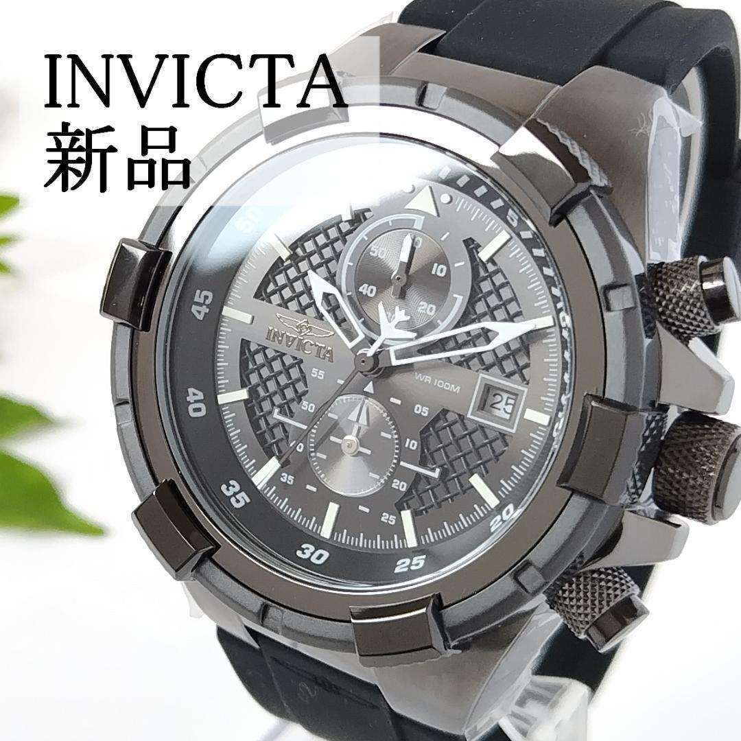 シリコンベルト新品メンズ腕時計インビクタ クロノグラフ ブラック黒クォーツ INVICTA メンズウォッチ ブラック 50mm 177g_画像1