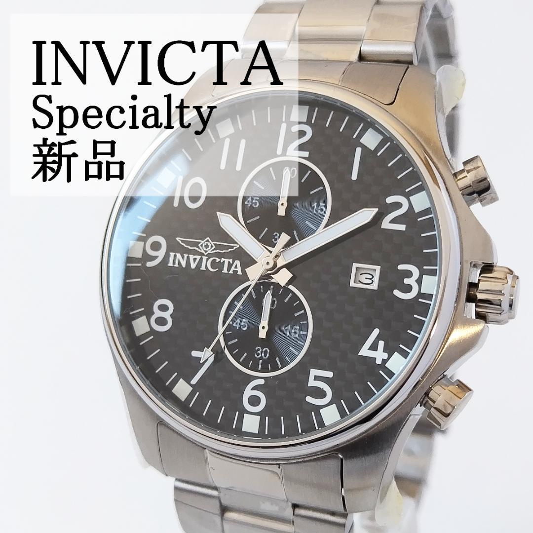 ブラック文様インビクタ新品メンズ腕時計シンプルINVICTAカレンダー