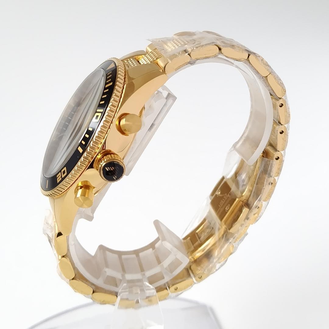 ゴールド/ブラック新品EMPORIO ARMANI腕時計メンズ43㎜ゴージャス エンポリオ・アルマーニ メンズウォッチ クォーツ クロノ 日付