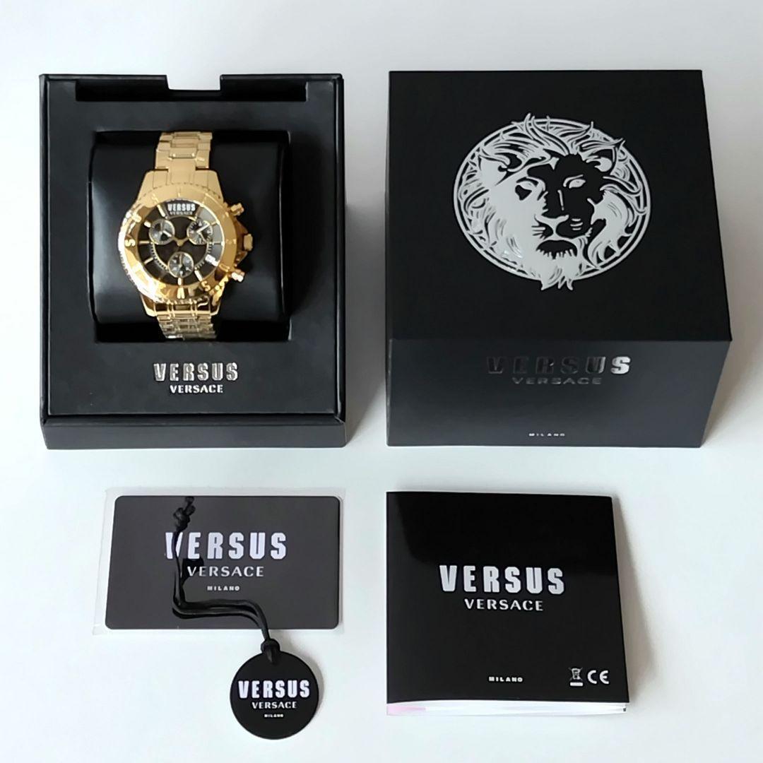 メタリックゴールド/ブラック新品メンズ腕時計ヴェルサス