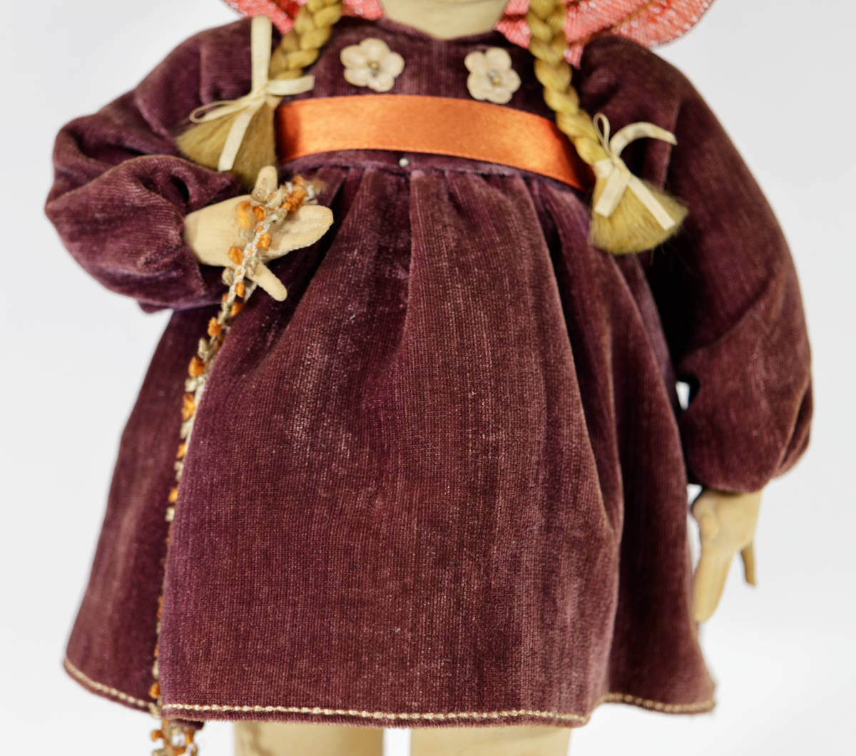 和初期 ドール「洋装布製人形」仔犬をつれた少女 足太人形 昭和レトロ アンティーク 文化人形 インテリア置物_画像3