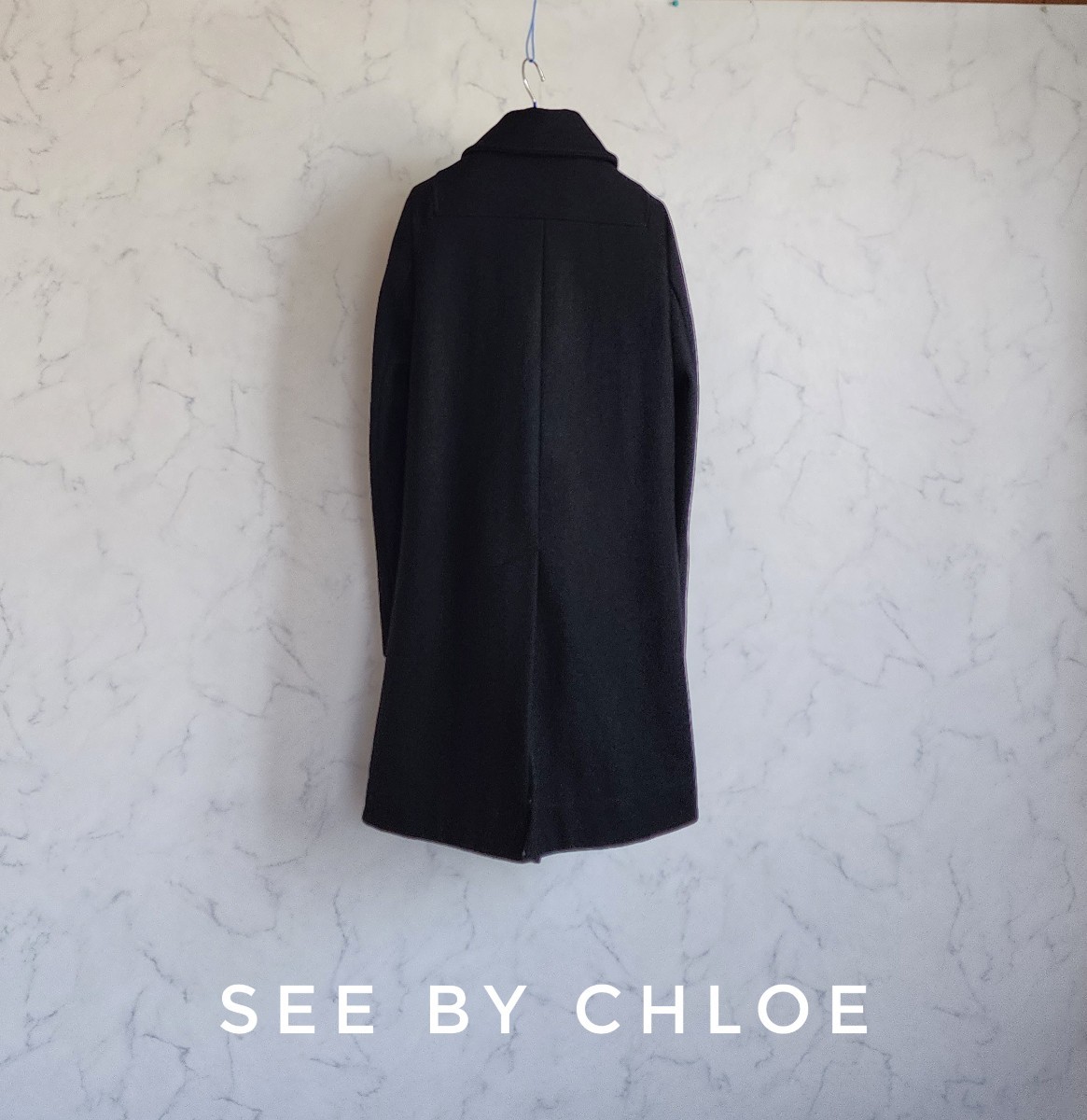  super high class beautiful goods See By Chlo gorgeous stylish modern black coat See by Chloe check lining one class goods cloth 