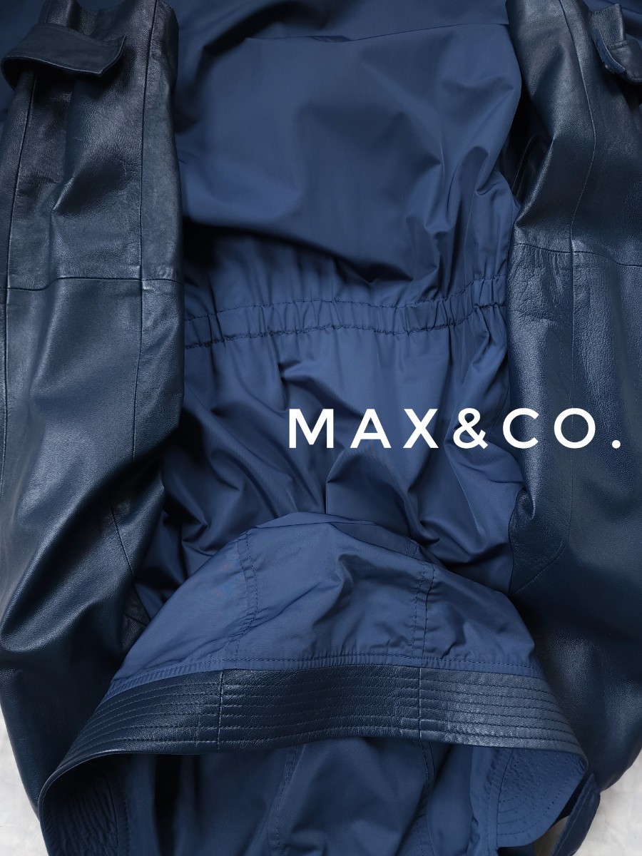 超高級 希少 Maxmara 一級品レザーコンビモダンコート 最高級本革 ランウェイスタイル max&co.マックスマーラ マックスアンドコー_画像2