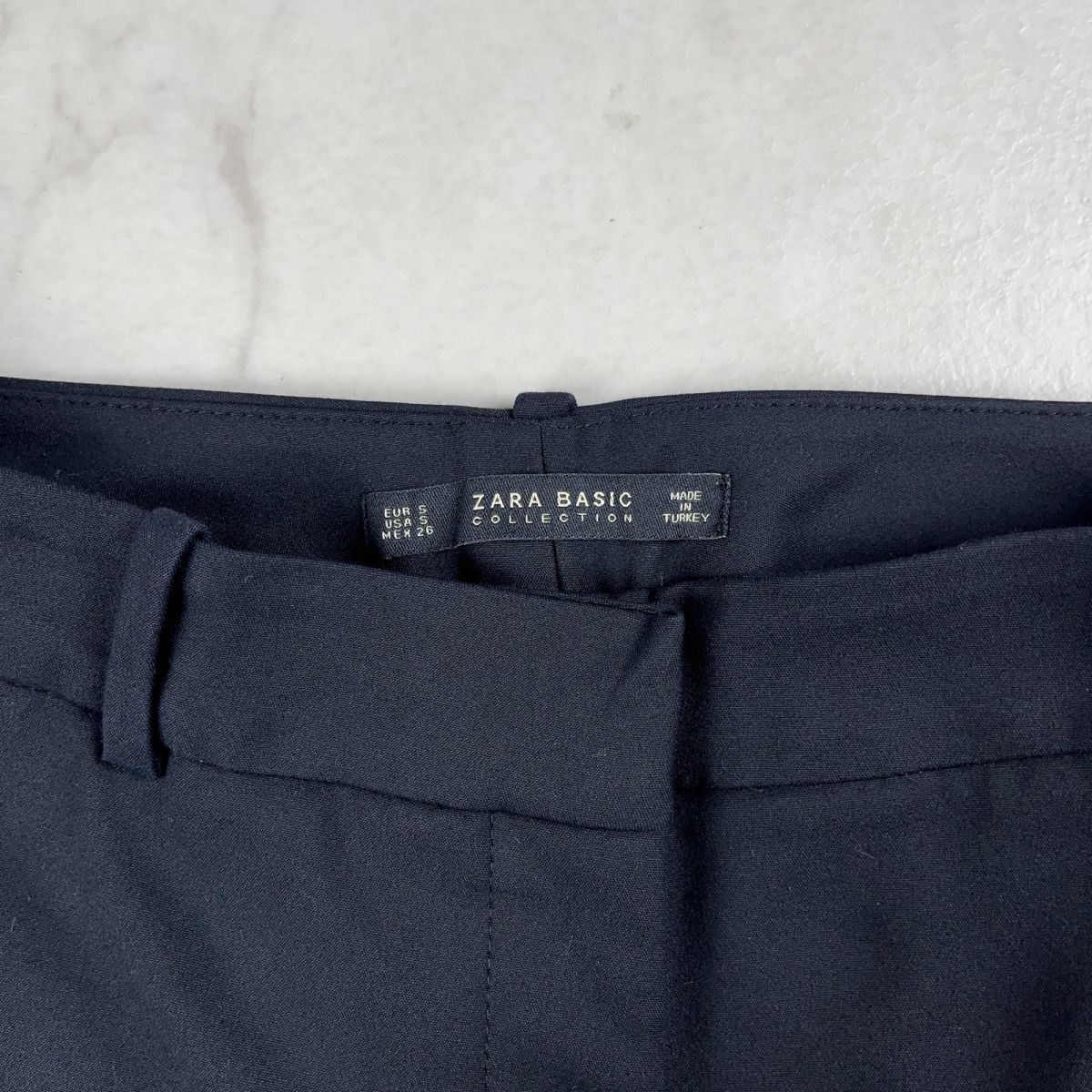 美品 ZARA BASIC ザラベーシック 裾デザインワイドパンツ センタープレス ボトムス レディース 黒 ブラック サイズS*IC1181_画像6