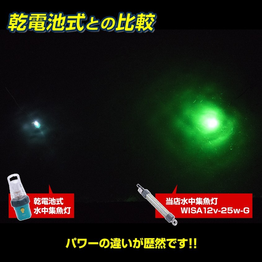 水中集魚灯 LED 12v専用 グリーン 25w イカ釣り アジ メバル タチウオ 夜釣り ライト シラスウナギ 漁 道具 緑 発光 2880ルーメン 集魚灯_画像3