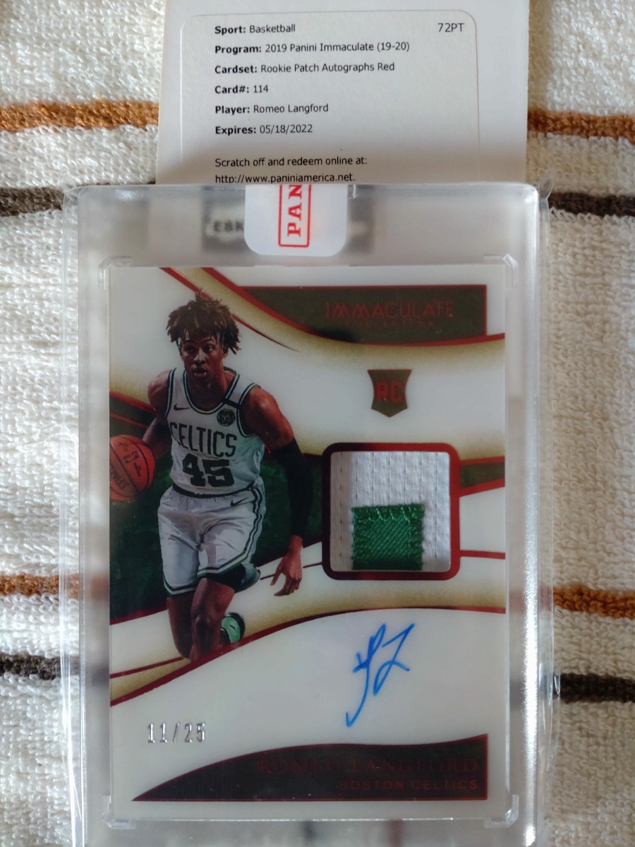 2019-20 panini immaculate collection romeo langford rookie patch auto red /25 red wave prizm 2枚セット_画像1