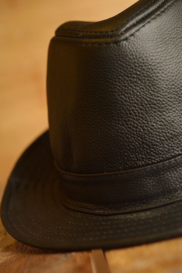 本革 レザー 中折れハット ハット 帽子 FEDORA HAT メンズ フェドラハット 7996231 ブラック 新品 1円 スタート_画像3