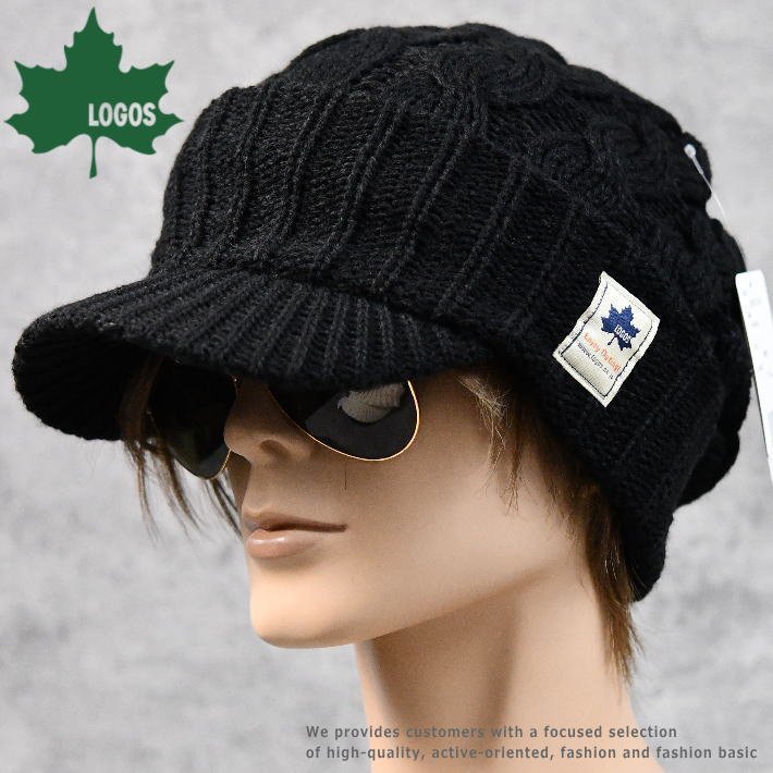LOGOS ロゴス ニットキャップ ニット帽 帽子 大きい 大きめ 大きいサイズ ニット素材 LS6P207Z 7987319 ブラック 新品 1円 スタート_画像1