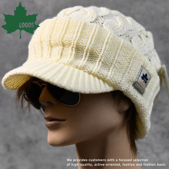 LOGOS ロゴス ニットキャップ ニット帽 帽子 大きい 大きめ 大きいサイズ ニット素材 LS6P207Z 7987319 ホワイト 新品 1円 スタート_画像1