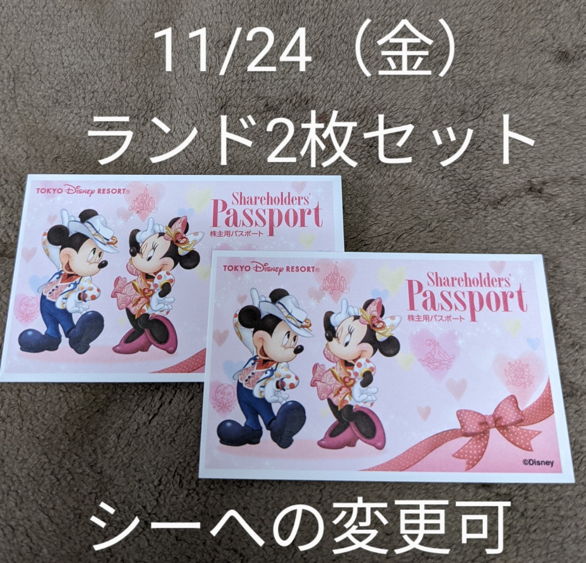 11/24（金）ディズニーランド ペアチケット 1デーパスポート2枚セット★シーへの変更、日付変更も可_画像1