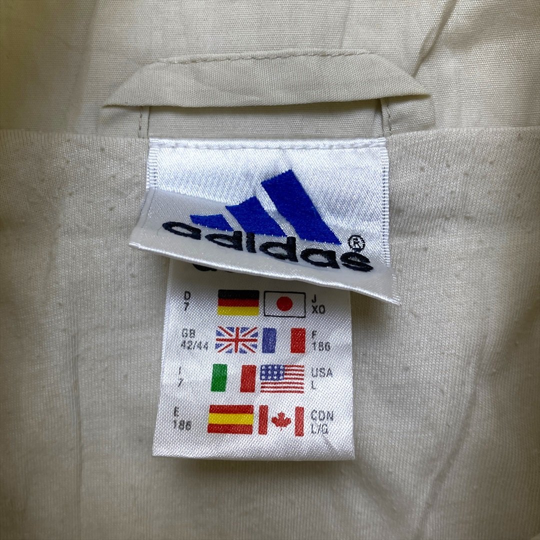 アディダス ジャケット ベージュ adidas 古着 メンズ FREE サイズXO 90s パフォーマンスタグ 刺繍ロゴ スポーツ_画像2