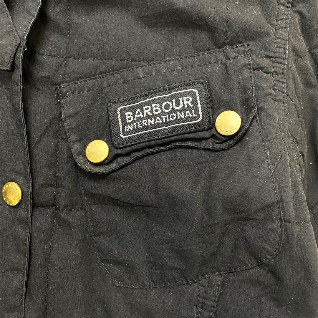 バブアー ジャケット ブラック Barbour 古着 メンズ M フルジップ スナップボタン_画像5