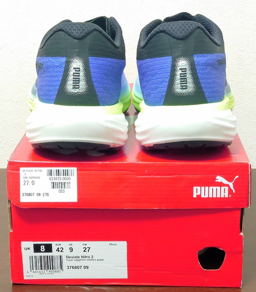 【100円～スタート！】PUMA プーマ DEVIATE NITRO 2 ◆ディヴィエイト ニトロ　27.0cm US9 箱付◆１度のみ使用◆カーボンプレート◆_画像5