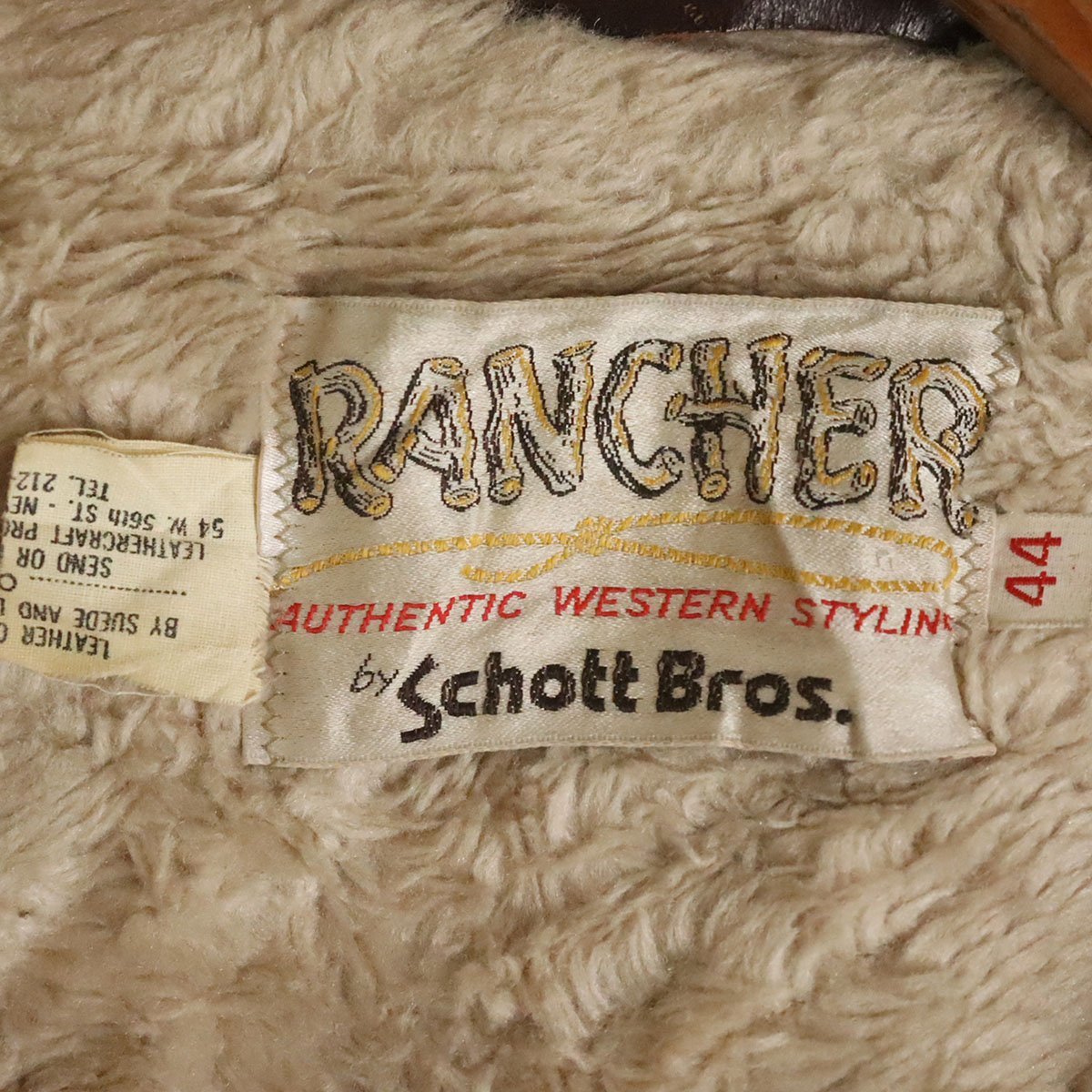 A4S/Y8.21-3　70s　ビンテージ　RANCHER by Schott　ショット　本革　スエードボアジャケット　レザージャケット　ランチコート　ブラウン_画像5