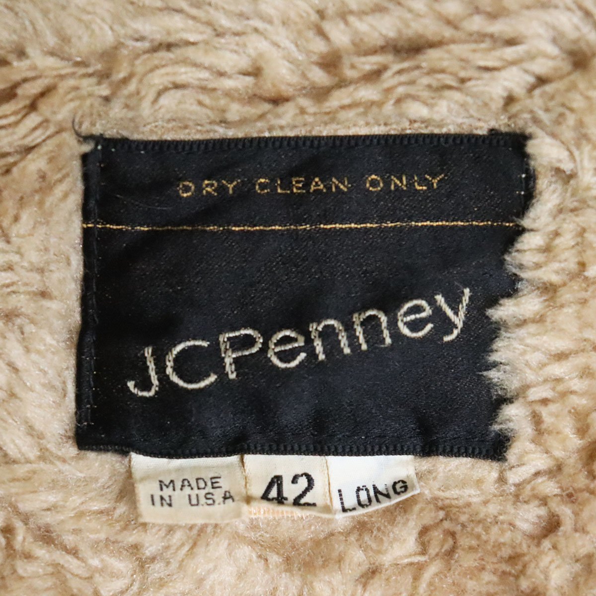 C4S/s5.9-5　70s　ビンテージ　USA製　JCPenney　ジェイシーペニー　本革　スエードボアジャケット　ランチコート　メンズ　42　ブラウン_画像5