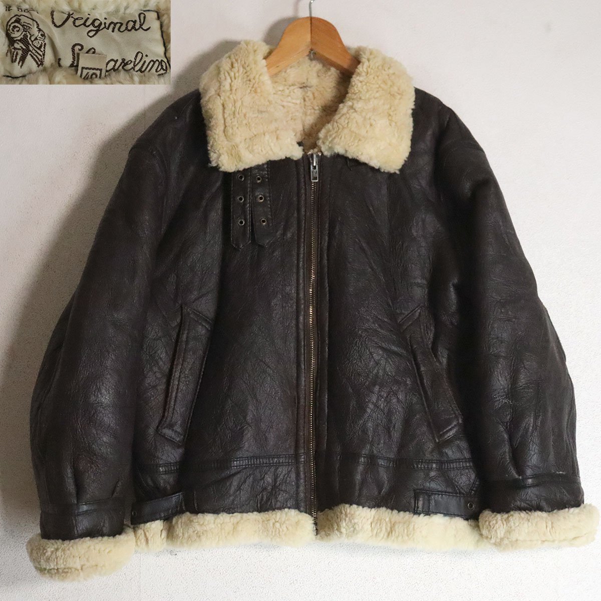 J5K/s4.6-2　THE BEST Original Shearling　ムートンジャケット　本革　羊革　レザーフライトジャケット　B-3　シープスキン　40　メンズ_画像1