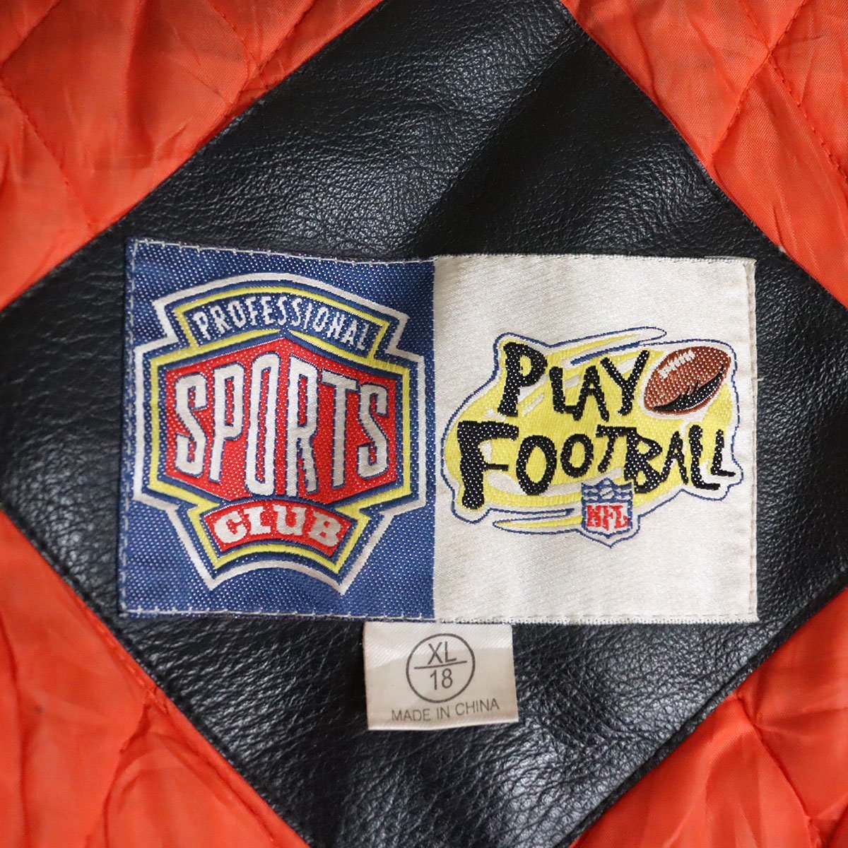 D1S/s8.17-3　NFL　シンシナティ・ベンガルズ　本革　オールレザースタジャン　裏キルティング　レザージャケット　刺繍　ヴィンテージ_画像5