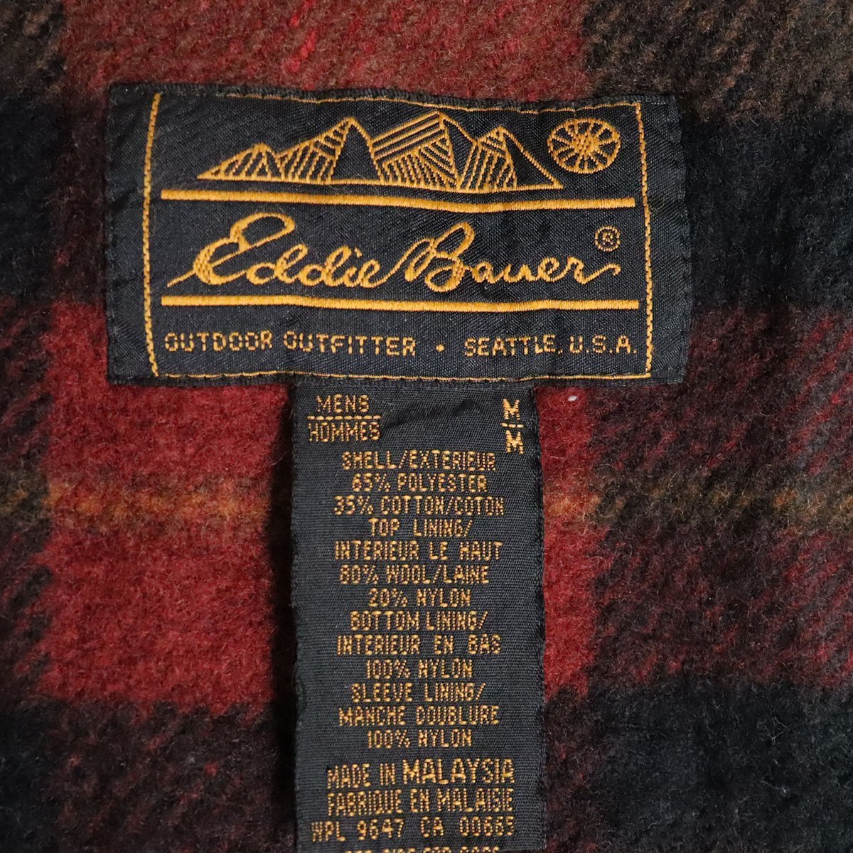 &6J/R5.18-3　80s~90s Eddie Bauer エディーバウアー　マウンテンパーカー マウンテンジャケット　ウールライナー　M ブルー　アメリカ古着_画像5