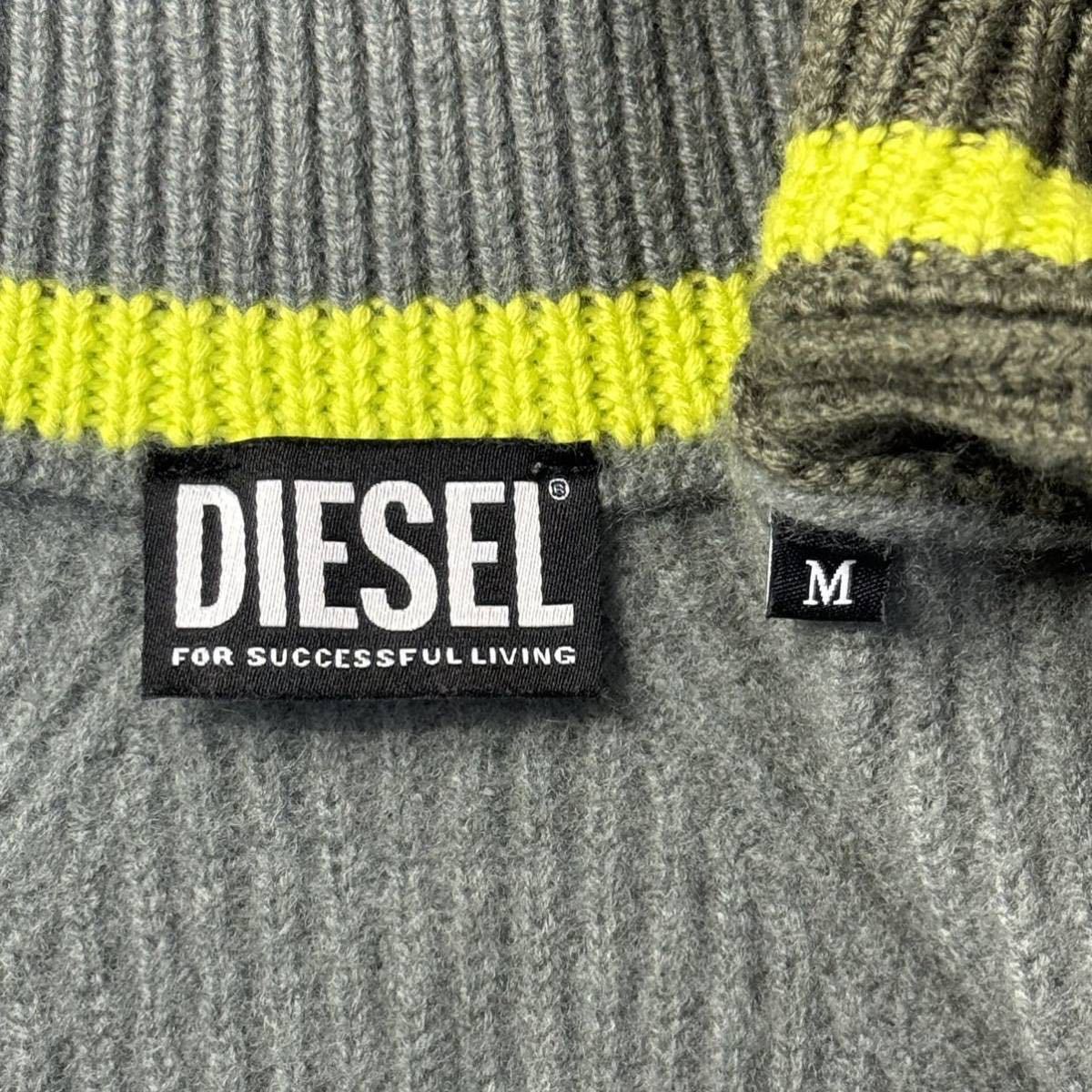 美品/Mサイズ★ディーゼル/DIESEL ウール100％ バイカラー ドライバーズニット ローゲージ ブルゾン ジップジャケット メンズ グレー 冬_画像8