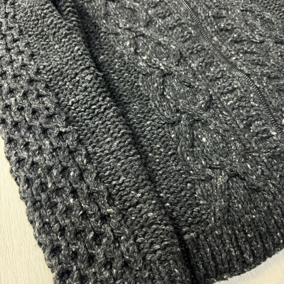 美品/Lサイズ相当★ディーゼル/DIESEL TRICOT&CO. ローゲージ ケーブル編み メランジニット ジップジャケット ブルゾン メンズ グレー_画像6