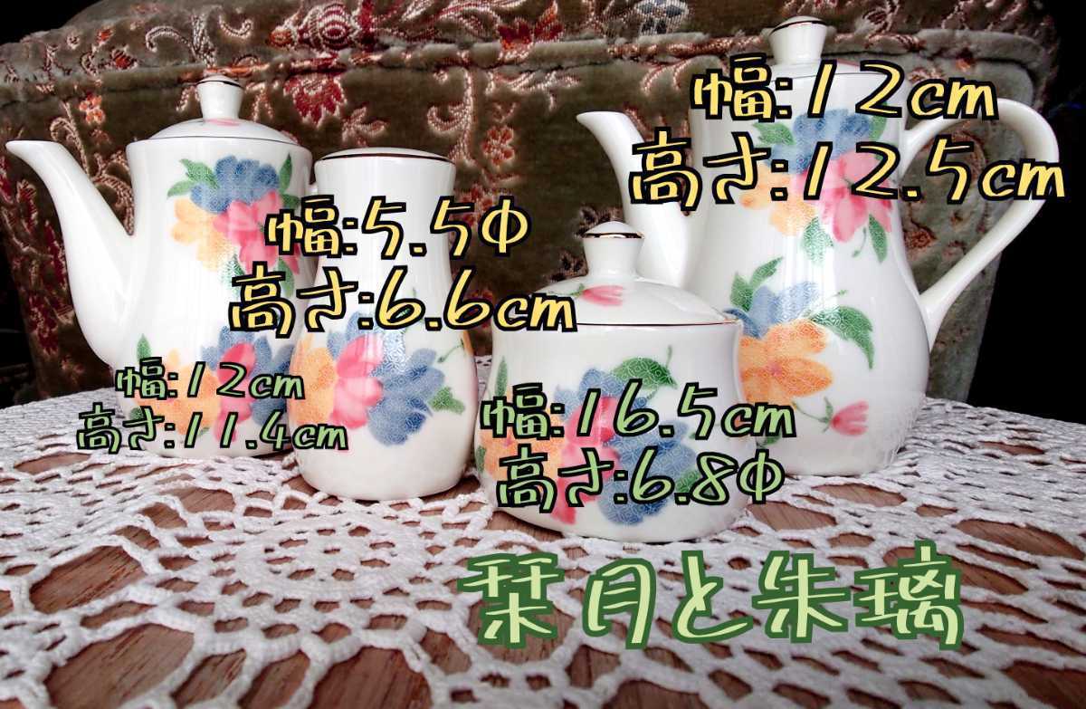 HANAIORI 花庵ポット ミルクピッチャー 調味料入れ 薬味入れ 醤油差し ソース 4点セット 塩 コショー 柚子胡椒 七味 一味 卓上セット_画像5