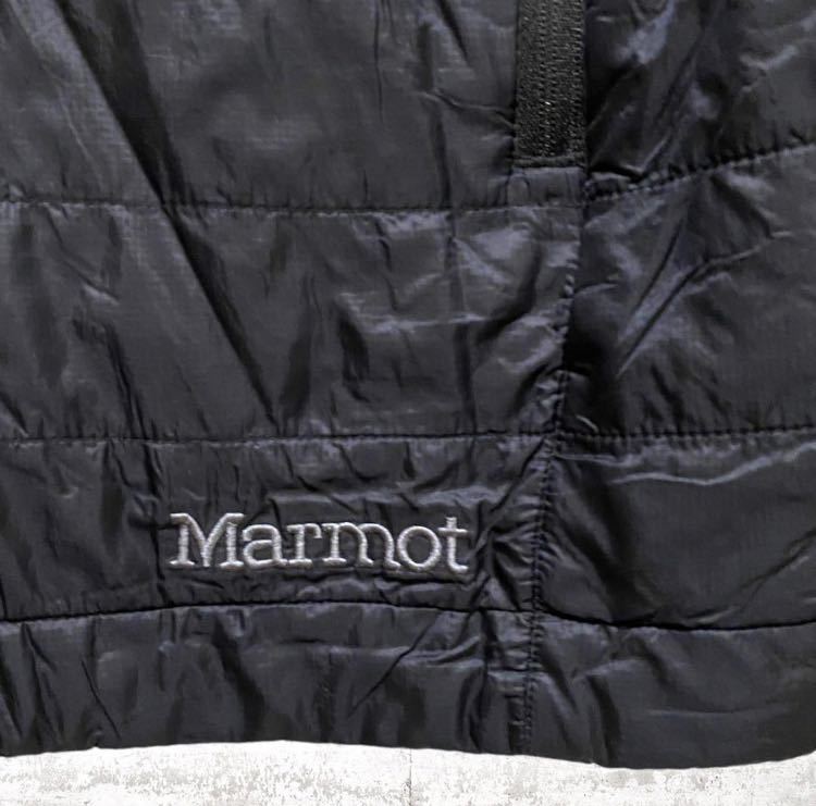 marmot 刺繍ロゴ プリマロフト ダウンジャケット　ジップ ブルゾン マーモット 高機能素材 キャンプ　アウトドア 黒色 ブラック S Mサイズ_画像3
