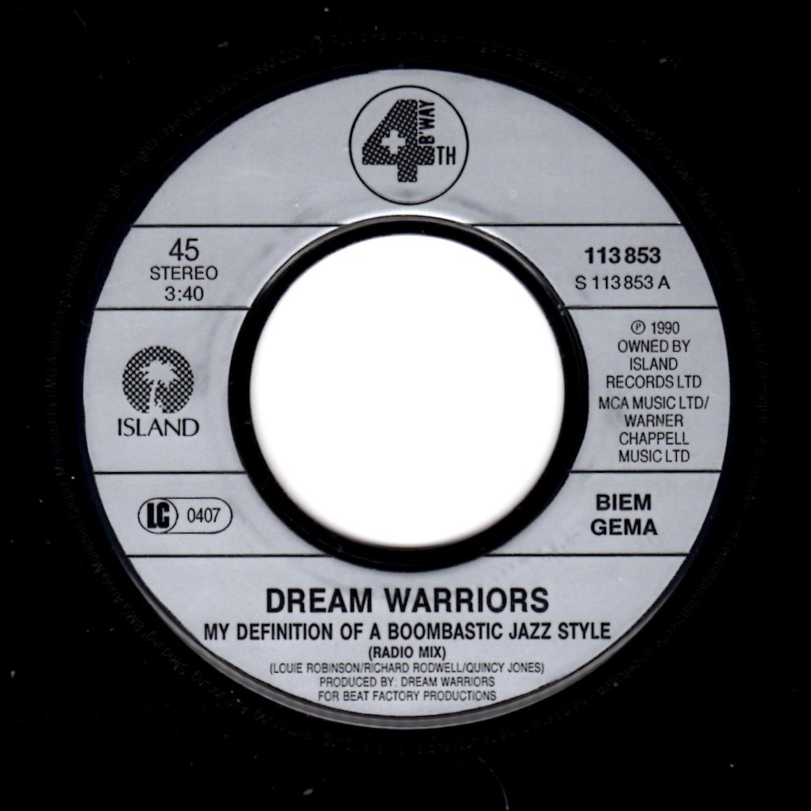 RAP45★Dream Warriors / My Definition Of A Boombastic Jazz Style / MURO / 7インチ / _画像2