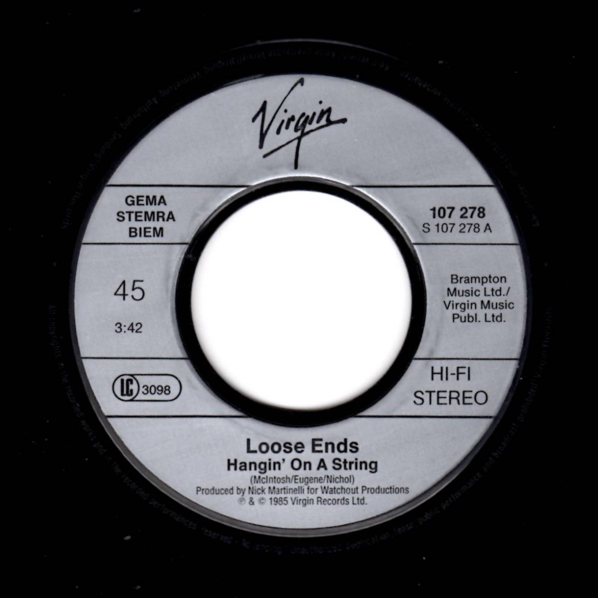 DISCO FUNK.BOOGIE.ELECTRO.SOUL. 45 試聴可★Loose Ends / Hangin' On A String / 7インチ_画像2