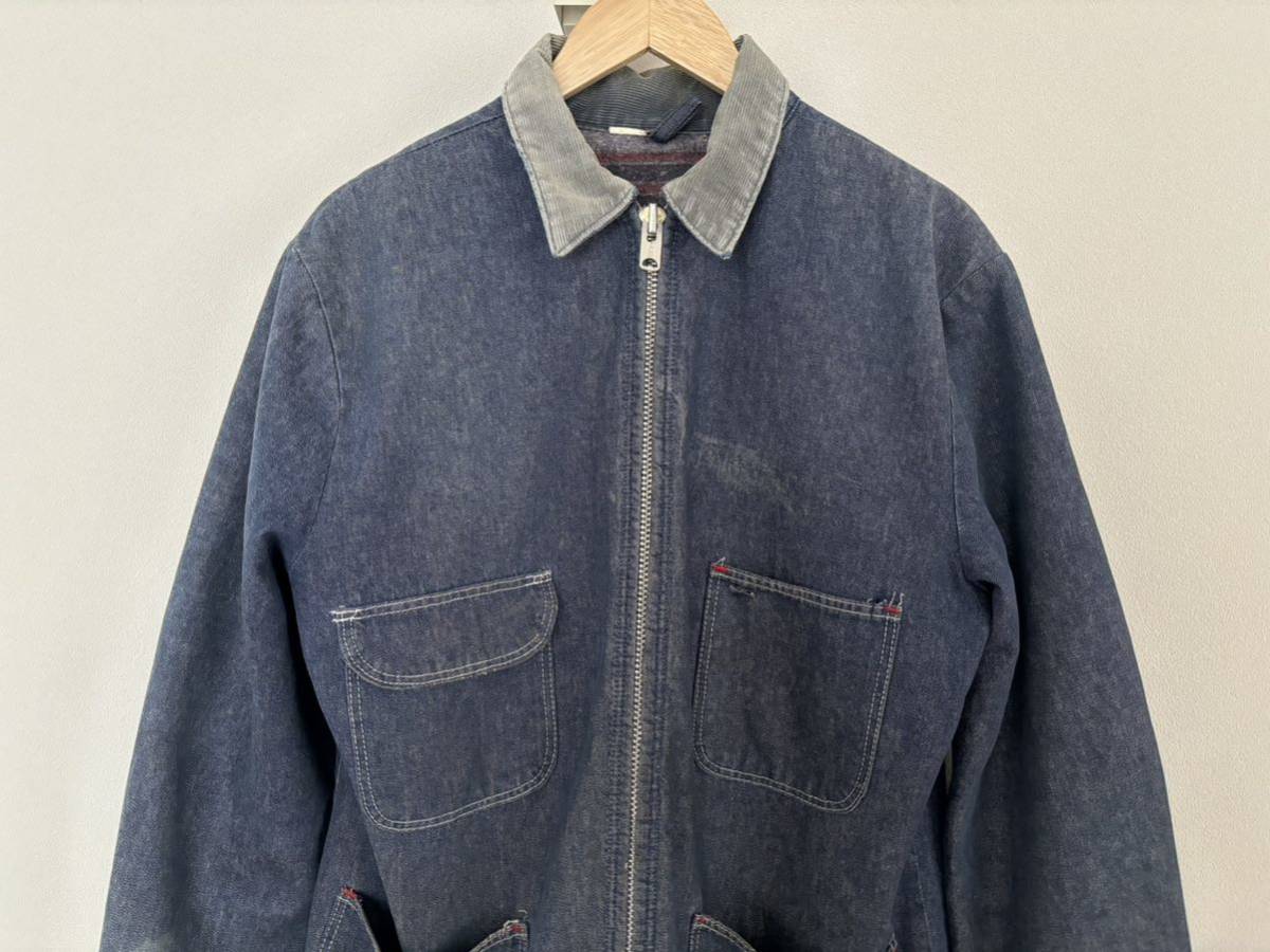 70s ビンテージ デニム Wジップ カバーオール ブランケット ☆ 50s 60s levis Lee 1st 506 507 501 91j デニムジャケット_画像2