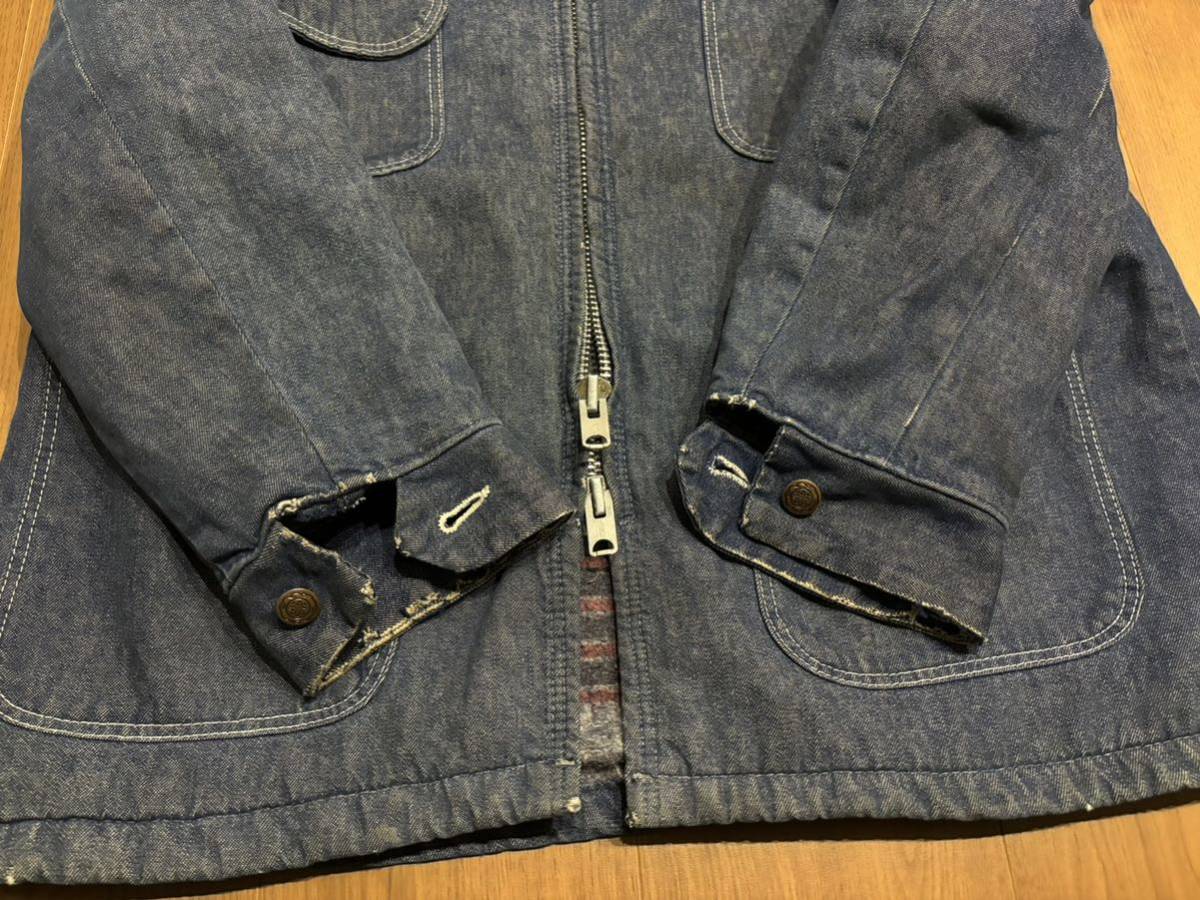 70s ビンテージ デニム Wジップ カバーオール ブランケット ☆ 50s 60s levis Lee 1st 506 507 501 91j デニムジャケット_画像5