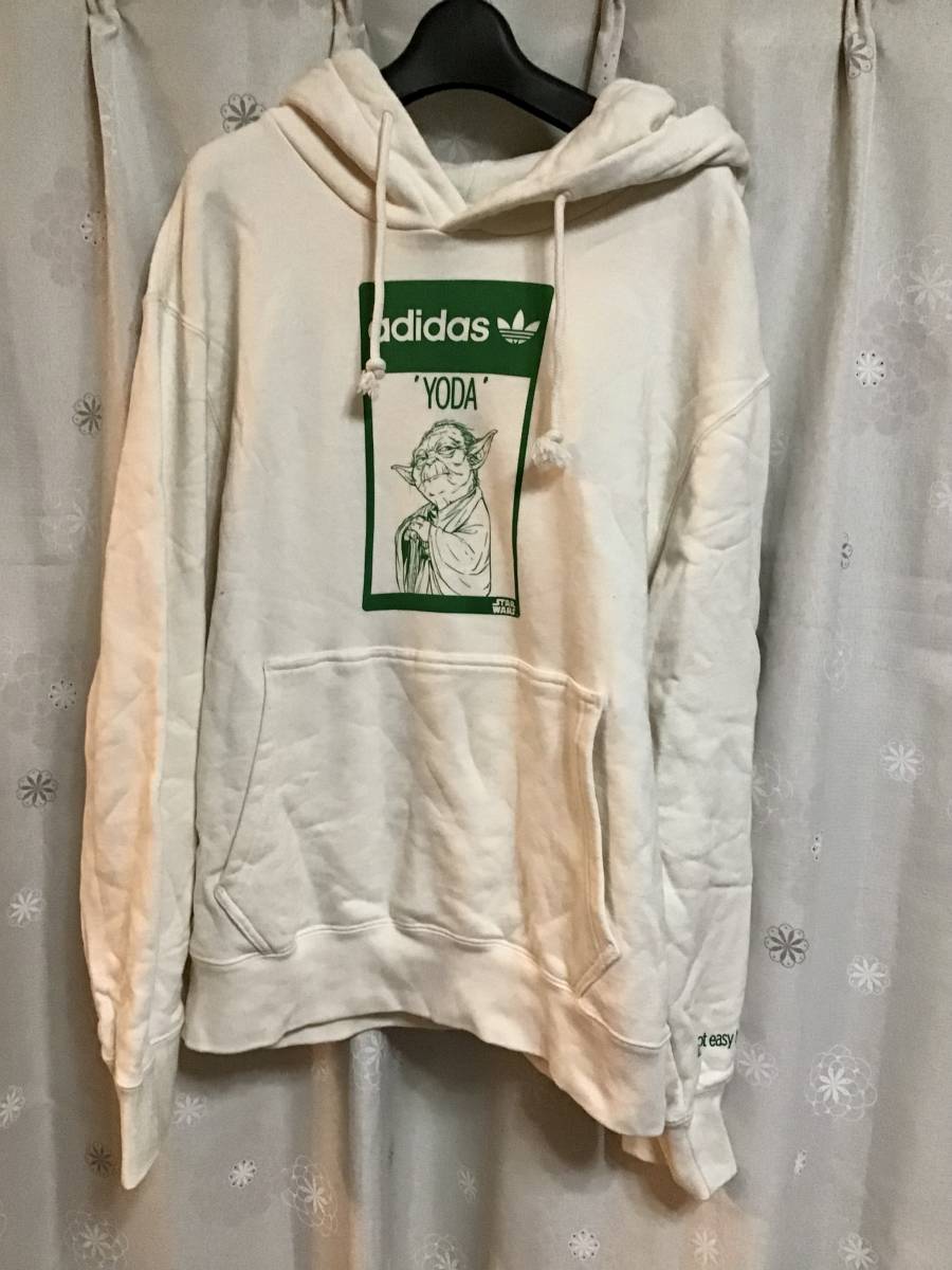 良品【adidas/アディダス】ヨーダ★長袖パーカー/M★アイボリー★メンズ★USED_画像1