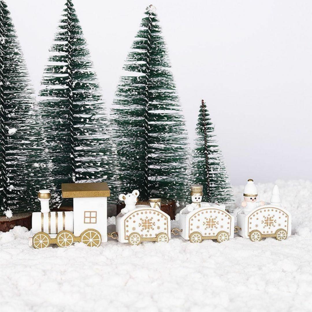 クリスマス 雑貨 木製 汽車 列車 オーナメント ホワイト白 北欧風_画像3