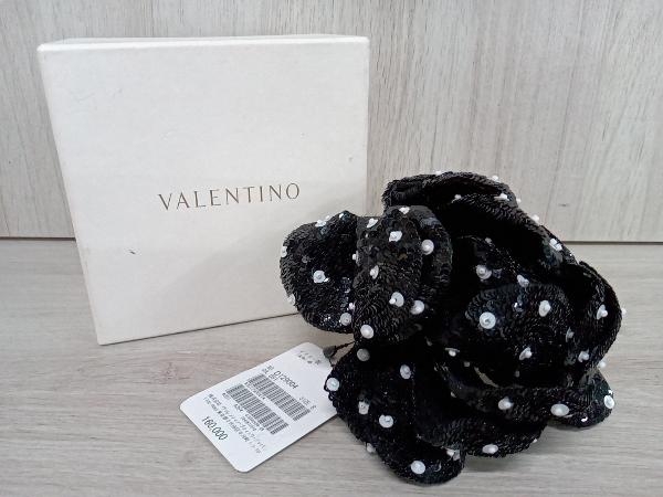VALENTINO ヴァレンティノ コサージュ 花飾り 花 黒 ブラック 絹 絹製 箱有り