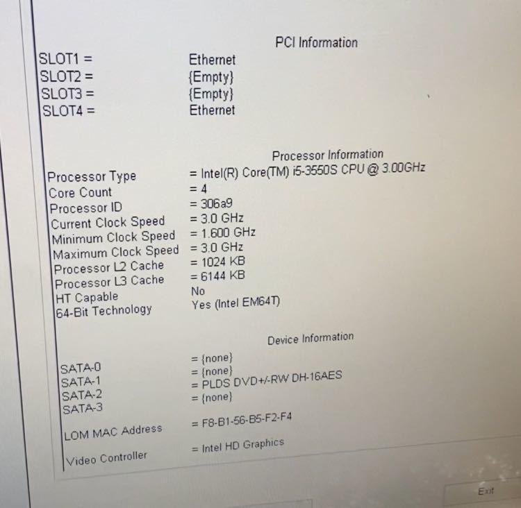 【確認動画】D1124-6 Dell OptiPlex 9010 MT マザーボード BIOS起動確認  送料無料（沖縄離島ヤマト着払い）の画像4