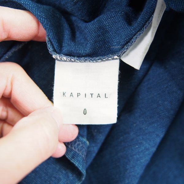 キャピタル KAPITAL 変形デザイン コットンTシャツ(0)ネイビー/日本製_画像5