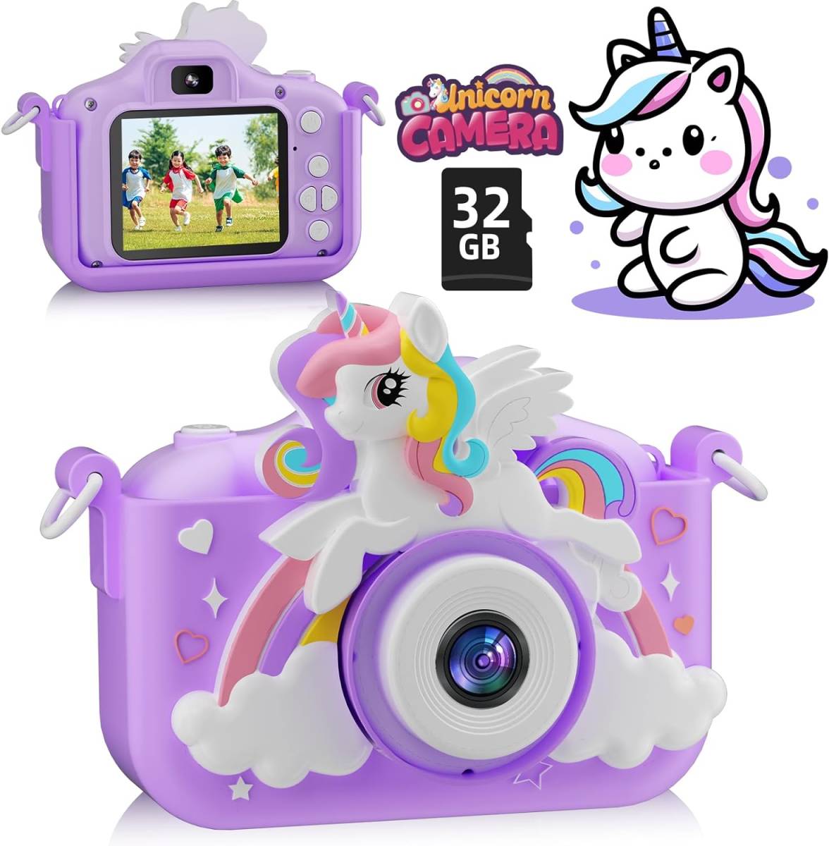 2023 子供カメラ キッズカメラ 4800万画素 子ども用 デジタルカメラ 大容量バッテリー おもちゃカメラ 1080P HD動画撮影 32GB メモリカード_画像1