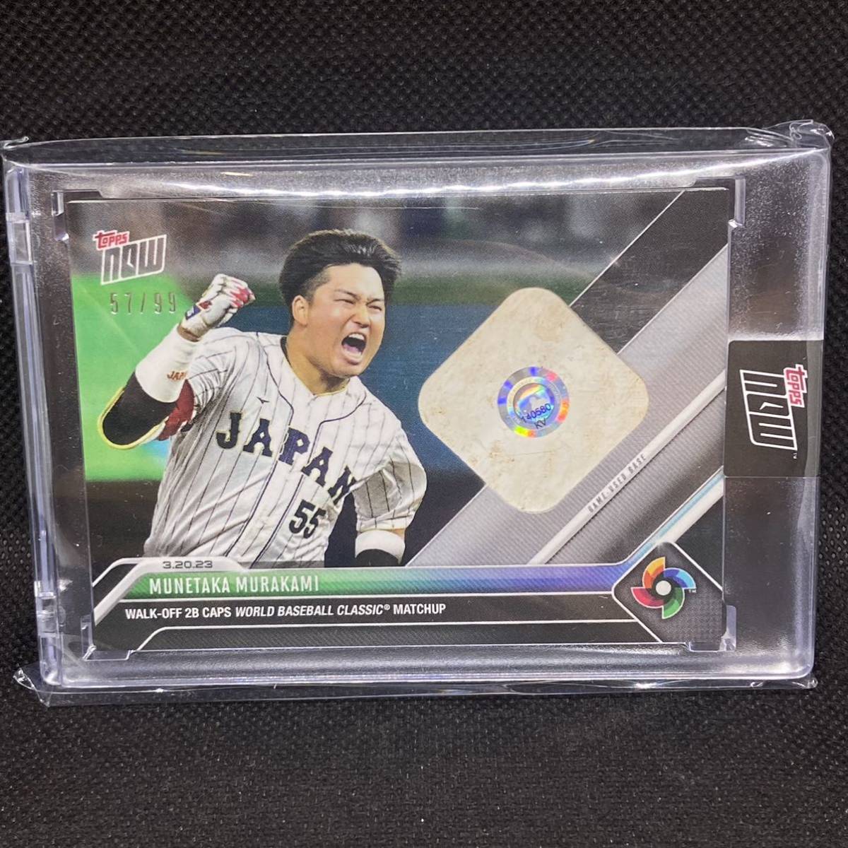 Topps Now WBC 日本代表 村上宗隆 大谷翔平 2023年 準決勝 実使用 ベース MLBホログラム カード トップス 野球 トレカ 世界 99枚限定_画像1