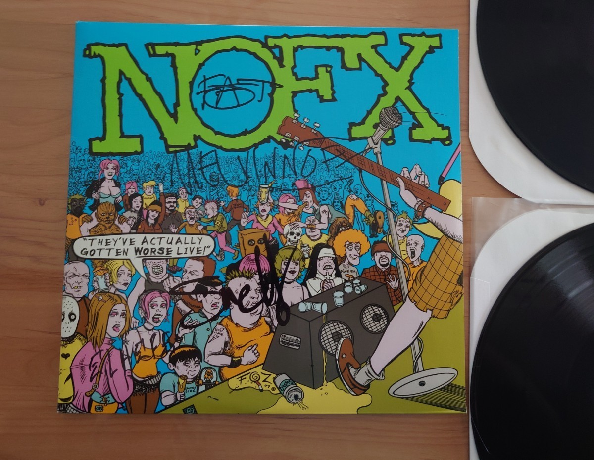 ★NOFX ★ノーエフエックス★They've Actually Gotten Worse Live!★2LPレコード★中古品 ★メンバー直筆サイン入り★With Autograph