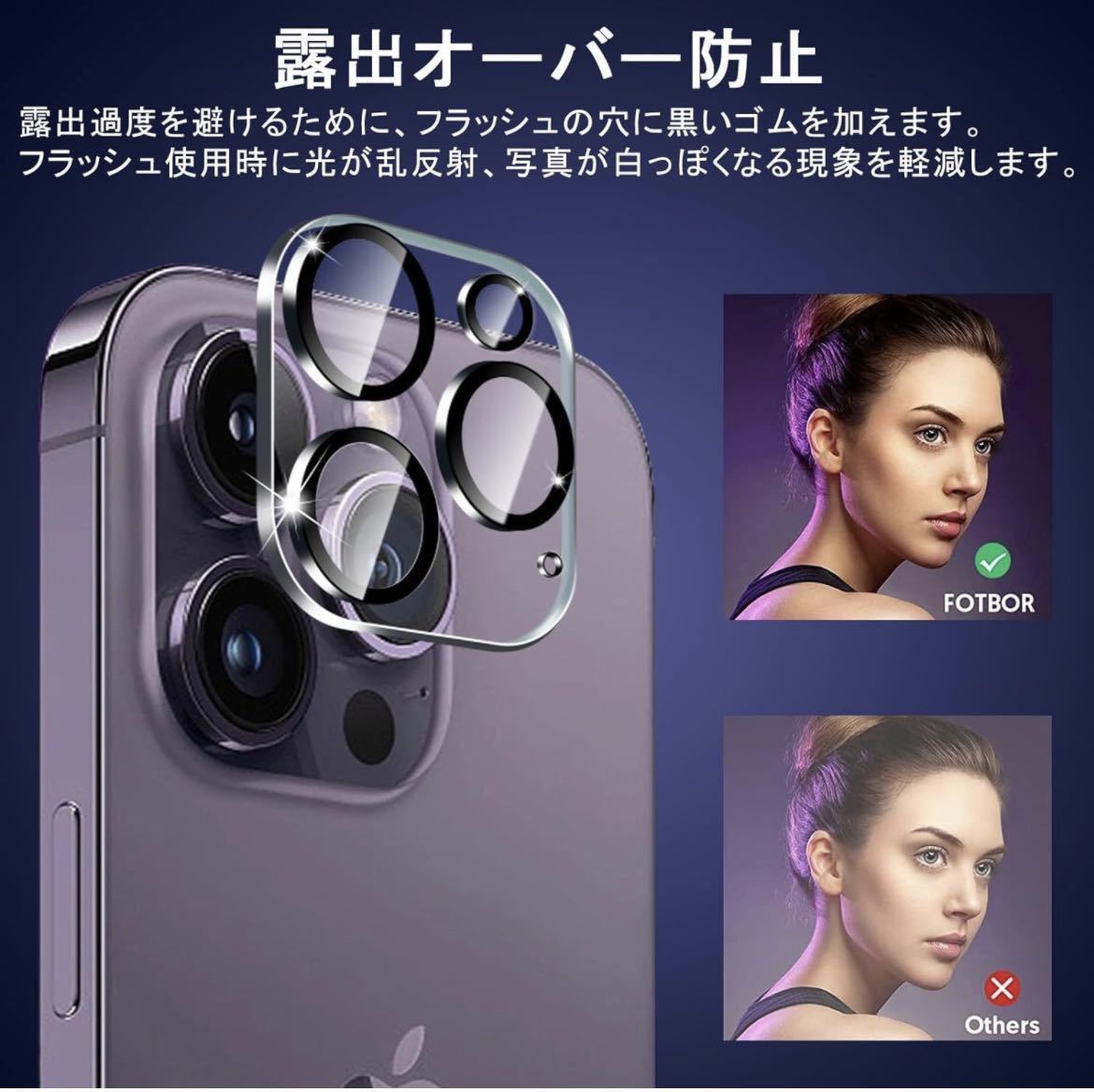 iPhone 15 Pro ガラスフィルム(2枚全面保護)＋カメラフィルム(2枚)+ガイド日本旭硝子素材 9H硬度 全面保護 耐衝撃 スクラッチ防止_画像5